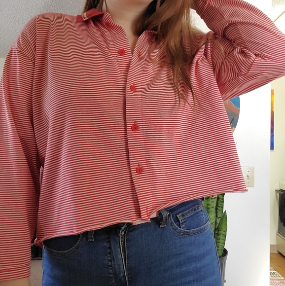 Vintage Tops - ⭐3 for $12 | Vintage Striped Boxy Long Sleeve Top